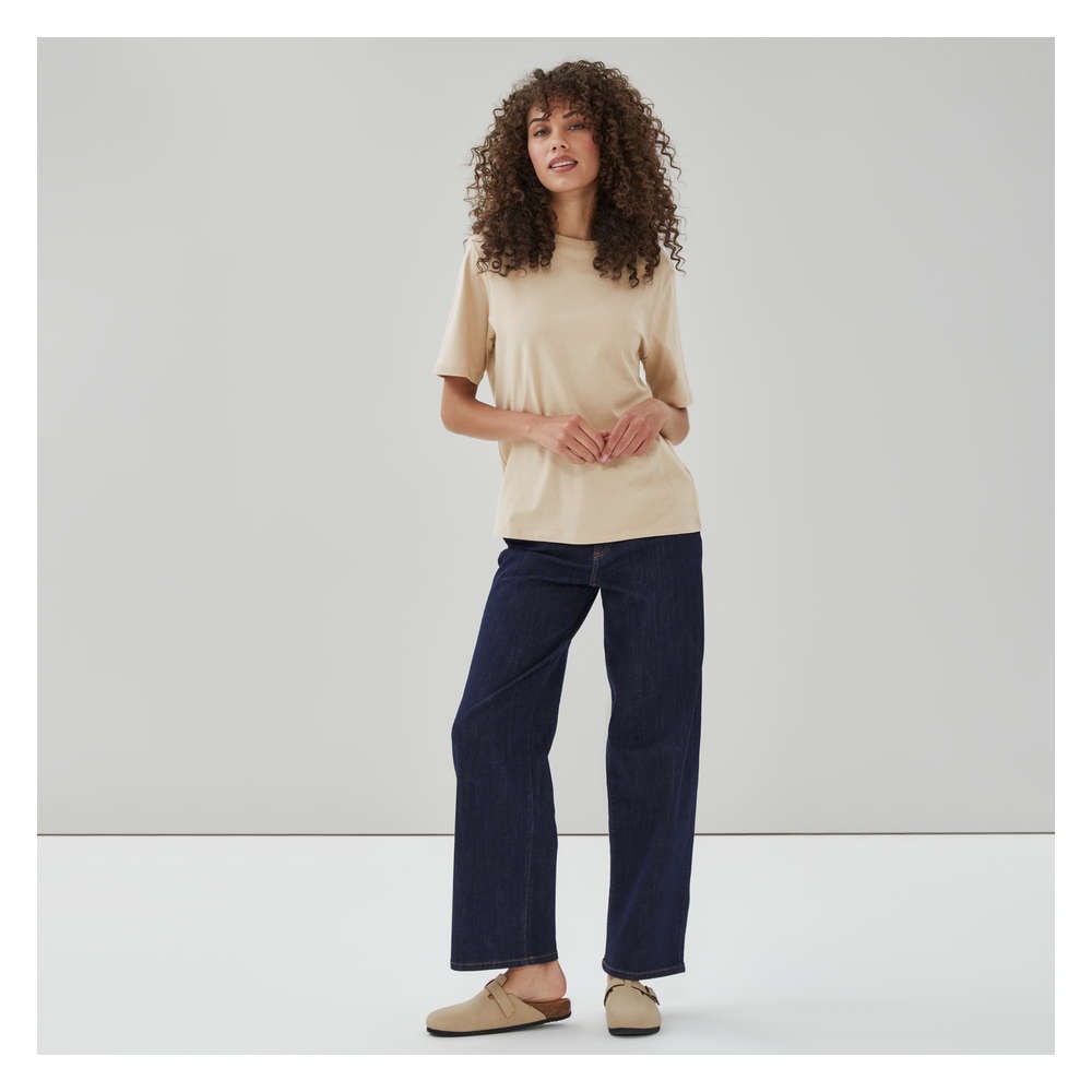 ★HELENE PARIS★ Terry Stud Square Half T-Shirt Oatmeal Joe Fresh Oversized T-Shirt - 1 ea | Atlantic Superstore